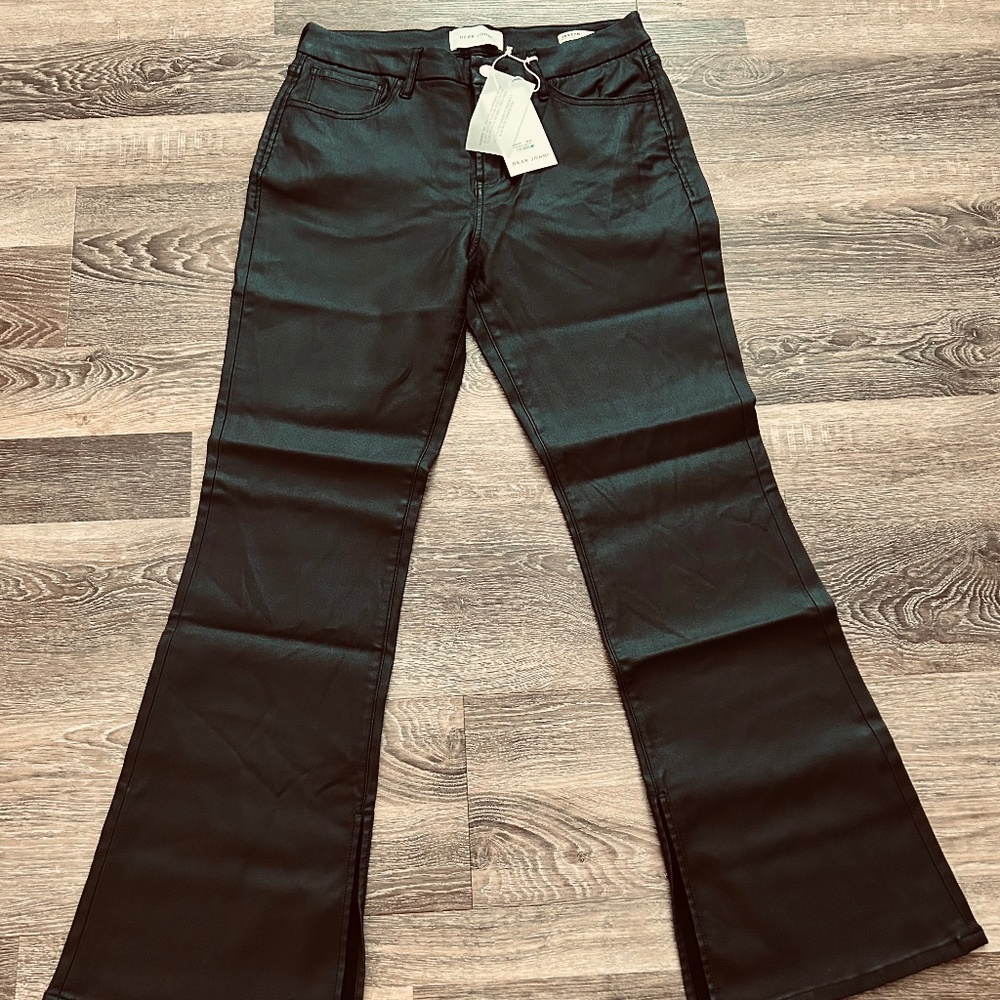 Dear John NWT Jaxtyn Mid-Rise Bootcut Coated Pants Sz 30/10 Women’s Black